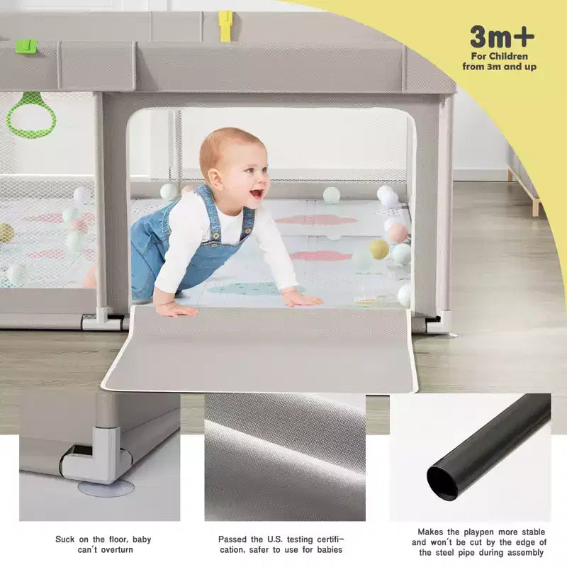 Box per bambini con tappetino – Box pieghevole da 150x180 cm per neonati e bambini piccoli, per uso interno ed esterno