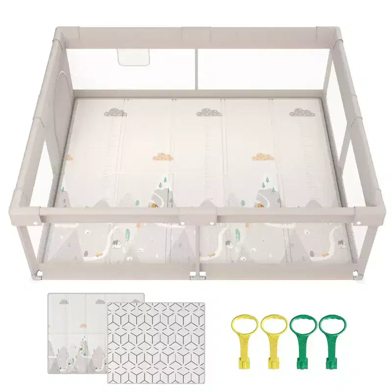 Box per bambini con tappetino – Box pieghevole da 150x180 cm per neonati e bambini piccoli, per uso interno ed esterno