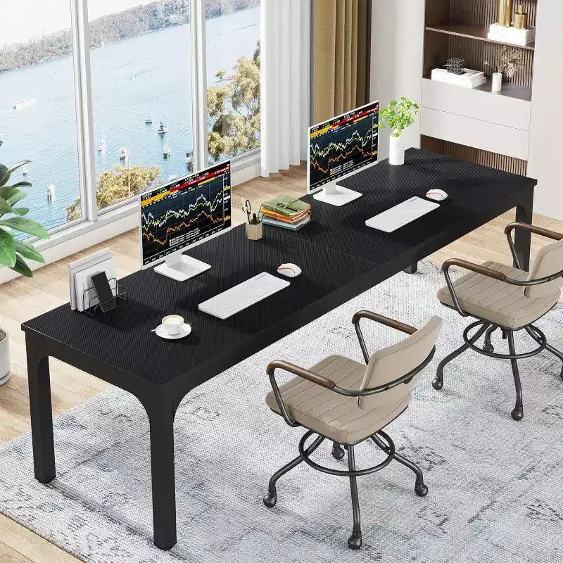 Lantine 78.7 Inches Extra Long Computer Desk, 2 Person Double Long Desk, Workstation for Home Office