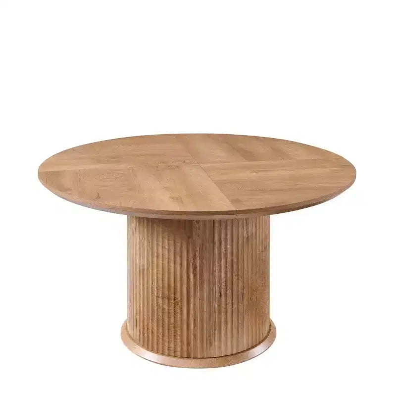 Tavolo da pranzo rotondo da 47 pollici con base scanalata, per 4-6 persone
