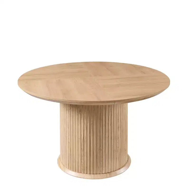 Tavolo da pranzo rotondo da 47 pollici con base scanalata, per 4-6 persone