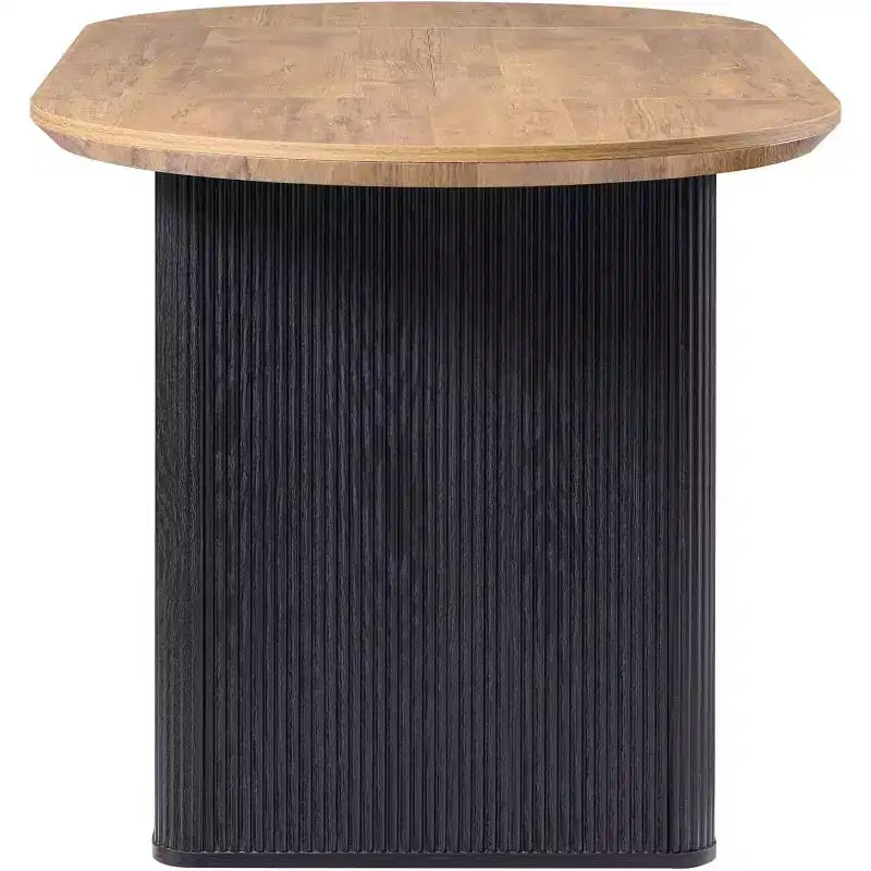 Tavolo da pranzo ovale scanalato da 63" per 4-6 persone con base a doppio piedistallo