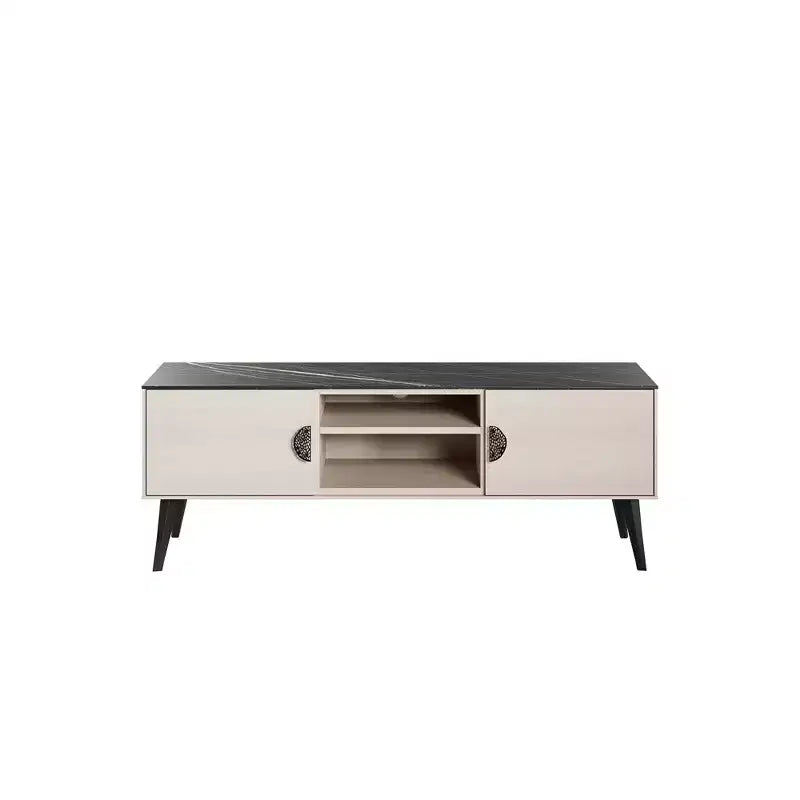 Manhattan Comfort 55.10" Haley TV Stand for TVs up to 46" White/Black Marble