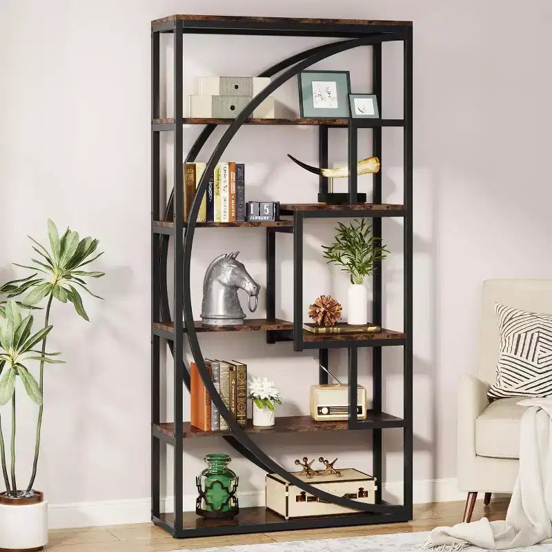 Libreria a 5 ripiani, unità espositiva per libri da 180 cm per l'ufficio domestico