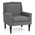 Costway 1/2 PCS Mid-century Modern Armchair with Thick Cushion & Rubber Wood Legs for Living Room Grey