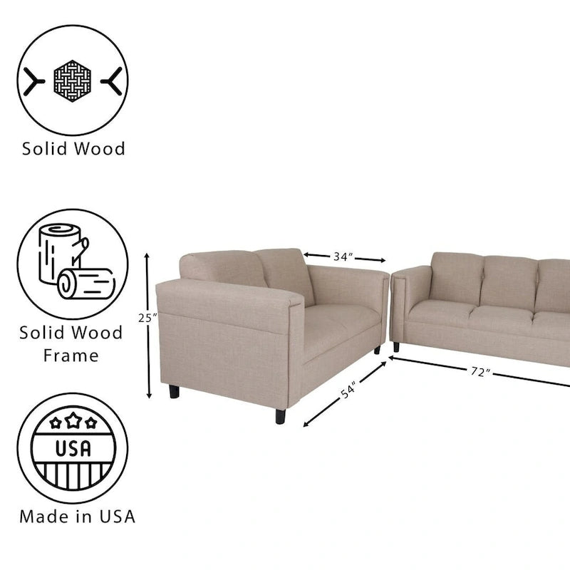 Divano a due posti e set di divani Coast to Coast Sofas Mid Century Modern in poliestere e nylon con struttura in legno massello e tappezzeria