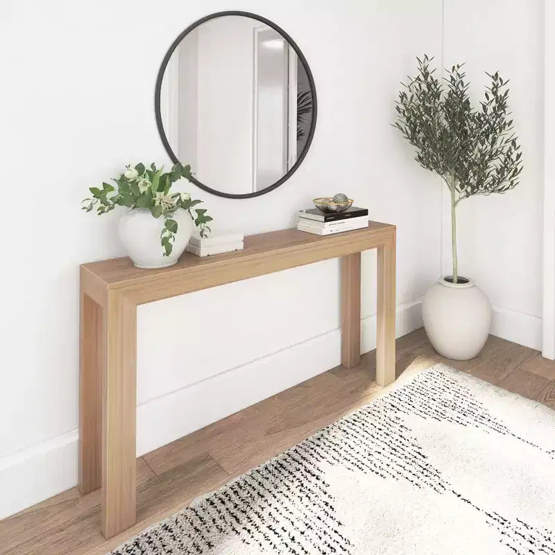 Plank+Beam 56 Modern Console Table, Solid Wood Narrow Entryway Table